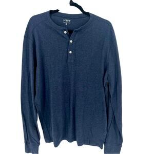 J. Crew Men's Blue Henley Shirt Size XL Cotton